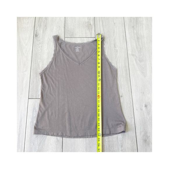 Calvin Klein Tank Top Y2K Lace Trim 90s Fairy Grunge Layering Gray Size Large - Picture 4 of 6
